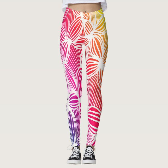 Leggings Lignes arc-en-ciel courbes (Devant)