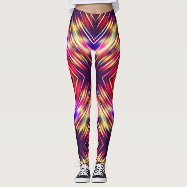 Leggings Lignes colorées abstraites (Devant)
