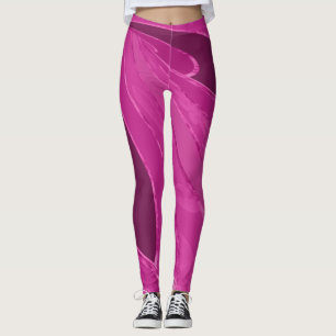 Leggings Lignes courbes soyeuses abstraites en rose