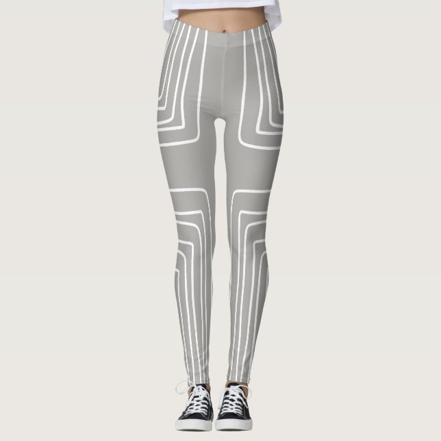 Leggings Lignes d'Afrique gris et blanc (Devant)