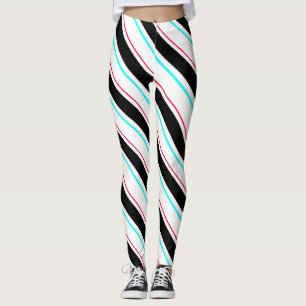 Leggings Lignes de bandes régimentaires inclinées en noir b