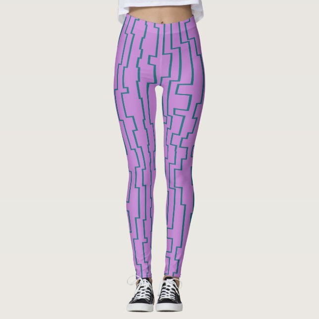 Leggings Lignes de circuits turquoises (Devant)