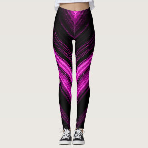 Leggings Lignes de galaxie magenta rose métallisé scintilla