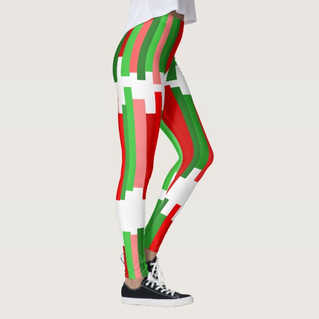 Leggings Lignes découpées - Rouge et vert (Droite)