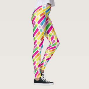 Leggings Lignes diagonales art d'arc-en-ciel de monogramme