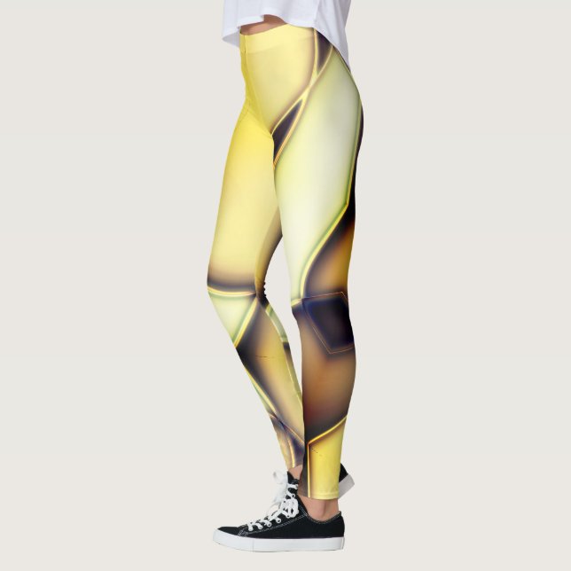 Leggings Lignes dorées arrondies sur le beige brûlé (Gauche)