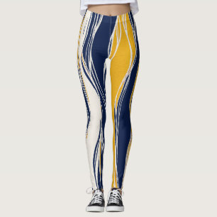 Leggings Lignes élégantes, modernes, en bleu marine et ja