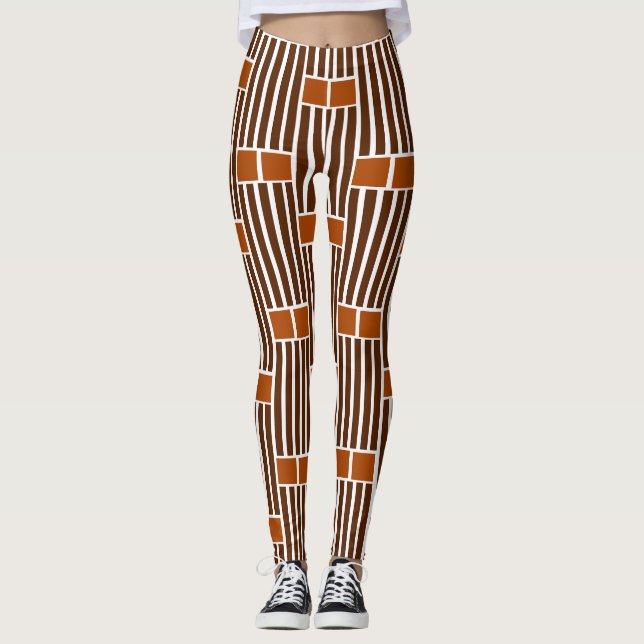 Leggings Lignes et boîtes Brown (Devant)