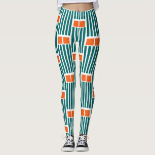 Leggings Lignes et boîtes turquoises