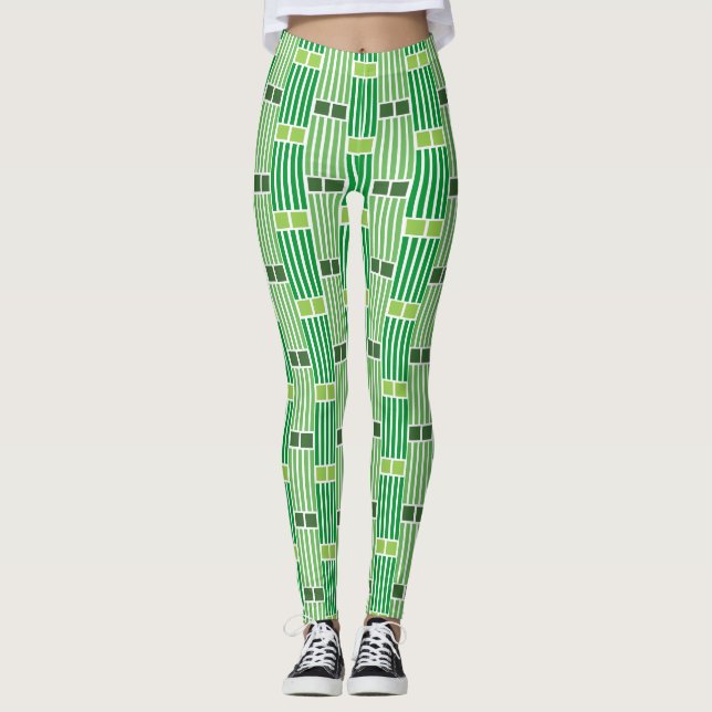 Leggings Lignes et boîtes vertes (Devant)