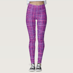 Leggings Lignes fines À damiers motif C09.pink sur DPurple