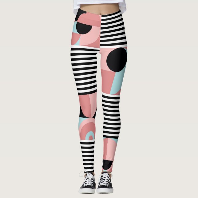 Leggings Lignes géométriques, Formes Colorées Mosaïque. (Devant)