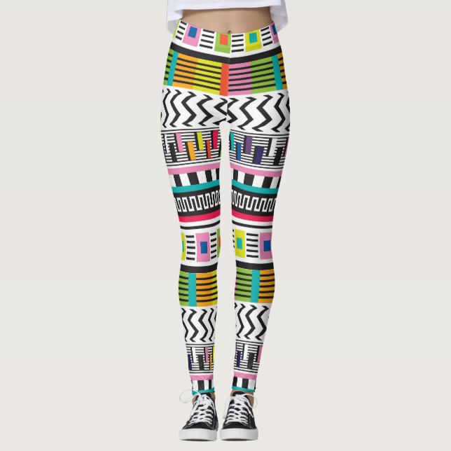Leggings Lignes Géométriques Lumineuses : Abstraites sans f (Devant)