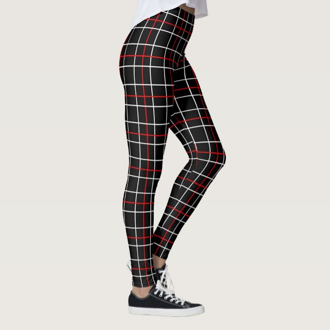 Leggings Lignes graphiques rouges et blanches motif carreau (Créateur téléchargé)