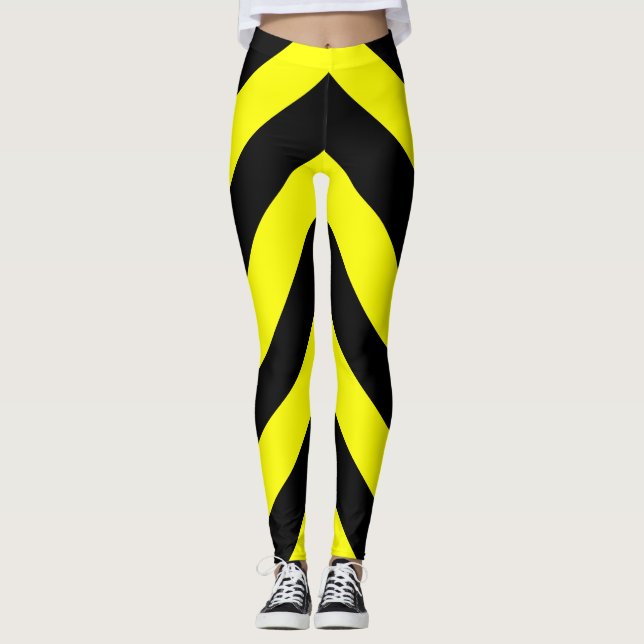 Leggings Lignes noires et jaunes motif (Devant)