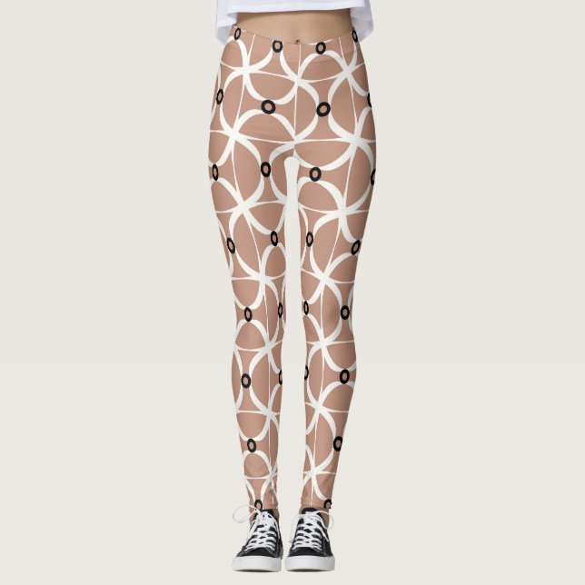 Leggings Lignes ondulées blanches : motif abstrait sans sou (Devant)