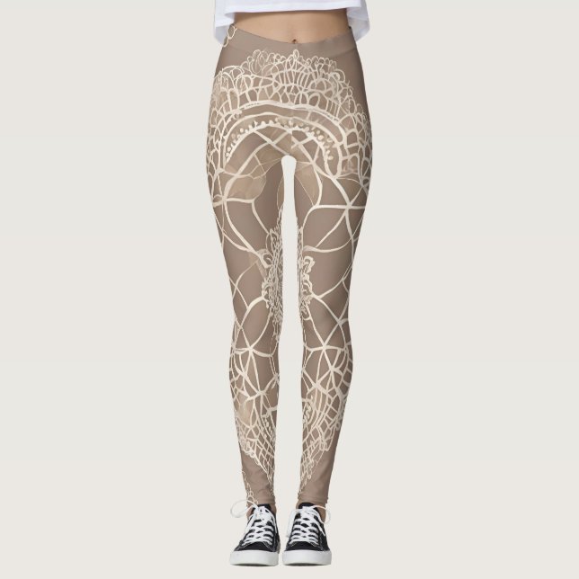 Leggings Lignes sur Clay Lace AI art (Devant)