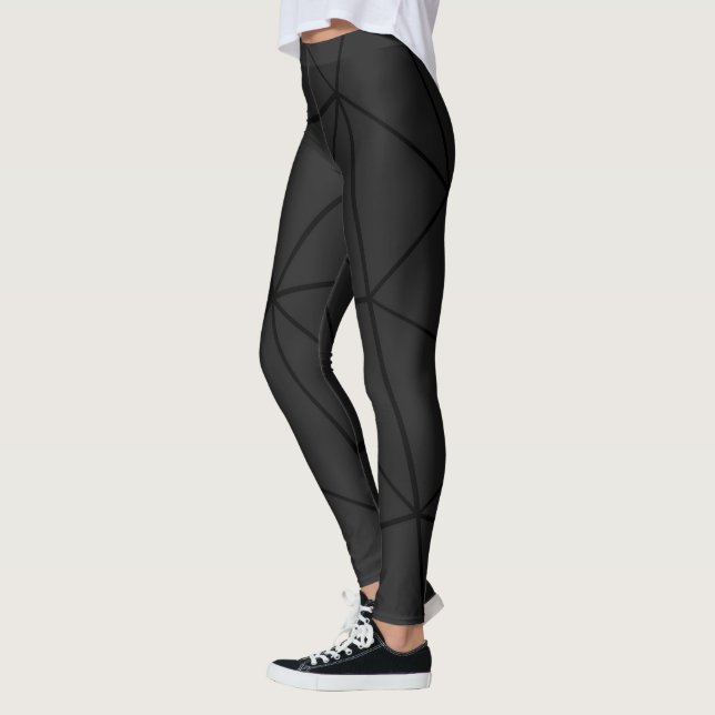 Leggings Lignes triangles gris-noir géométrique cool rétro (Gauche)