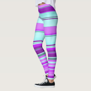 Leggings Lignes violettes bleues et vertes