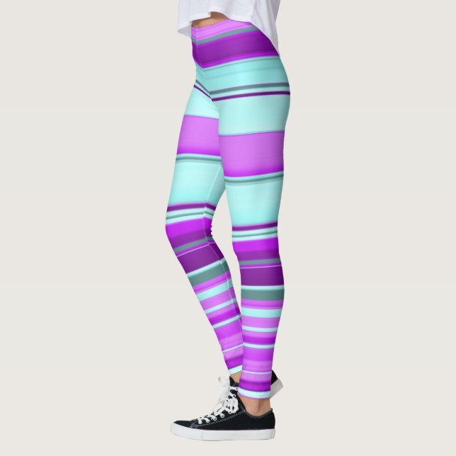 Leggings Lignes violettes bleues et vertes (Gauche)