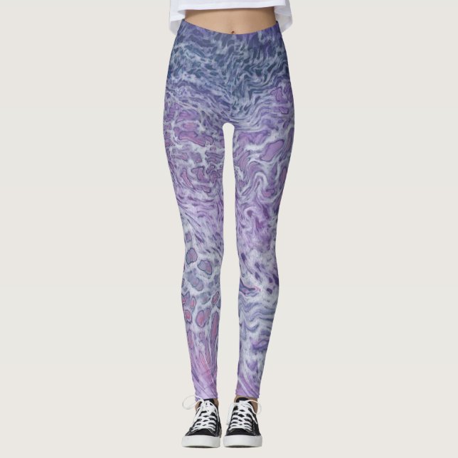 Leggings Lilac Acrylique Pourrissant L'Art Fluide Abstrait (Devant)