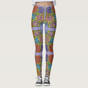 Leggings Lilac Avec Fleurs et Grandes Couleurs