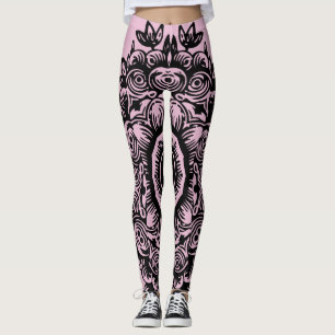Leggings Lilac doux avec Damas noir modèle Athlétisme