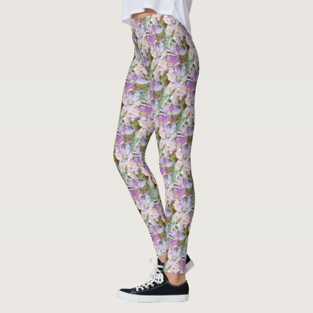 Leggings Lilas et guêtres florales pourpres (Gauche)