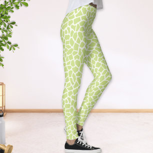Leggings Lime Green Giraffe Spots Motif Abstrait