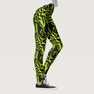 Leggings Lime psychédélique motif vert et noir