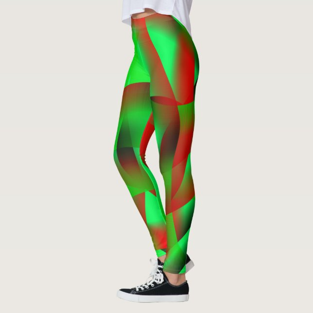 Leggings Lime vert et rouge clair ondulation, avec ombre? (Gauche)