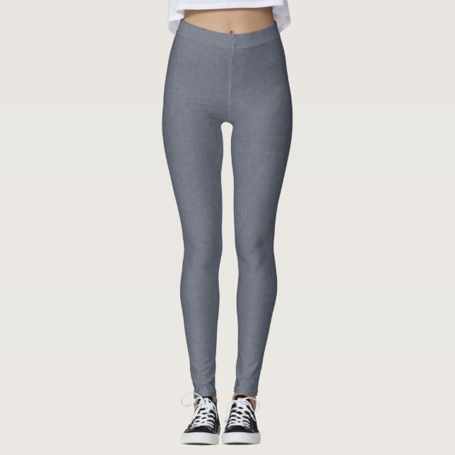 Leggings Lin gris bleu uni moderne (Devant)