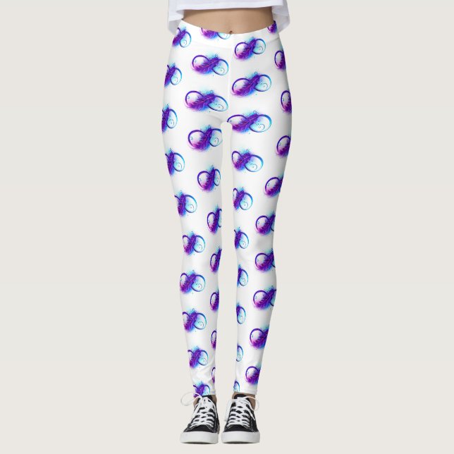 Leggings L'infini avec plume violette (Devant)
