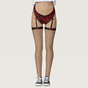 Leggings Lingerie noire et rouge (Français coupés)