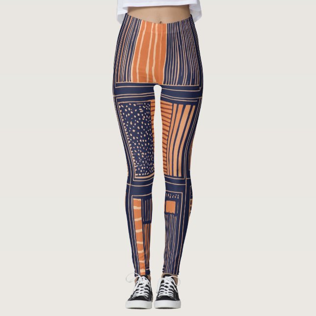 Leggings Linocut Abstrait et dynamique, inspiré par Matisse (Devant)