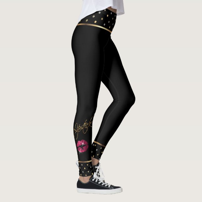 Leggings Lipstick Parties scintillant rose chaud lèvres (Droite)