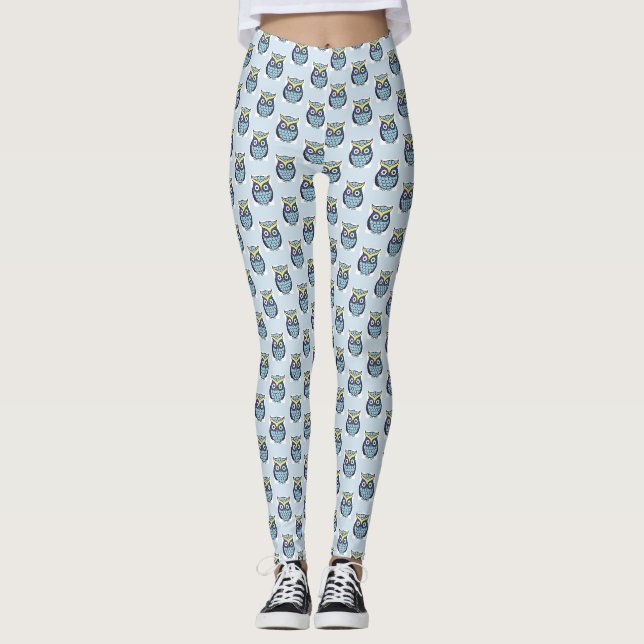 Leggings Little Blue OWLS étiré et confortable (Devant)