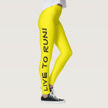 Leggings Live to Run ! Courez en direct ! Vis Haut Jaune Co<br><div class="desc">Ces leggings amusants sont conçus avec des coureurs en tête. Ils sont d'une couleur jaune vif et haute visibilité, avec du texte noir qui court sur chaque jambe. Une jambe dit "Live to Run !" l'autre jambe dit "Run to Live !" Les collants de course parfaits et la couleur sont...</div>
