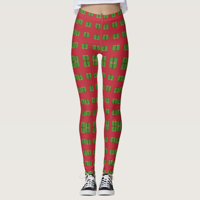 Leggings Livre vert de dessin (Devant)