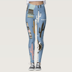 Leggings Llama, Cactus, Motif d'éléments à main.