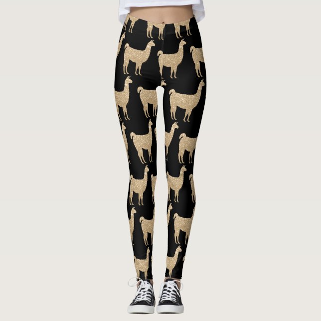 Leggings Llama Champagne Gold parties scintillant Étincelle (Devant)