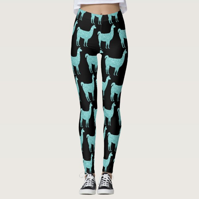 Leggings Llama parties scintillant turquoise légère Étincel (Devant)