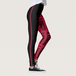 Leggings LOBOS Bold Cherry Red Black Modern Nouveau Mexique