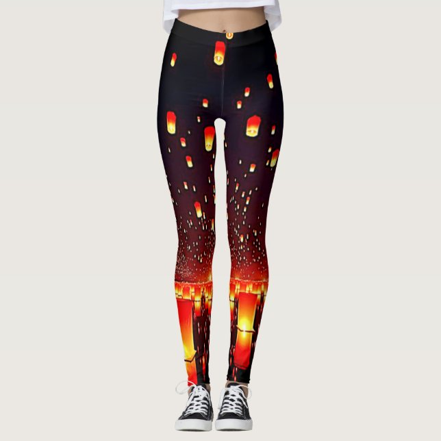 Leggings L'œuvre d'art nocturne de la Fête des Lanternes (Devant)