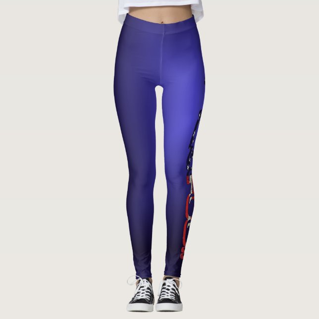 Leggings Logo affligé de Pickleball de drapeau américain (Devant)
