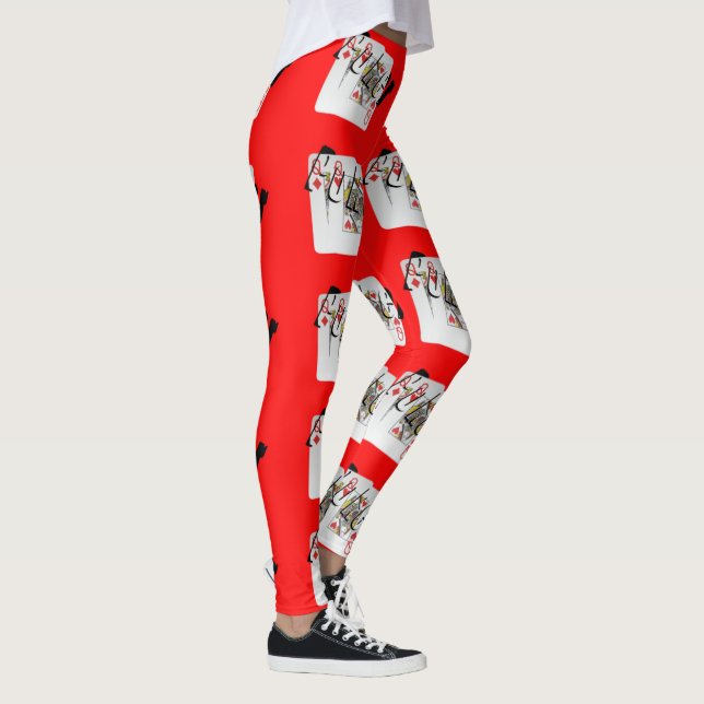 Leggings Logo de Poker Queens, Dames Motif Rouge (Droite)