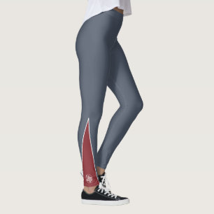 Leggings Logo de société personnalisé accent rouge gris