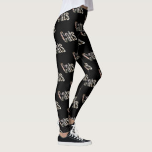 Leggings Logo d'image Dimensionnelle Chats, Noir