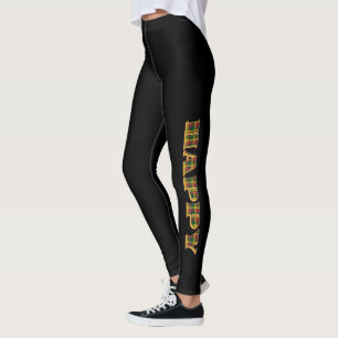 Leggings Logo écossais noir HAPPY