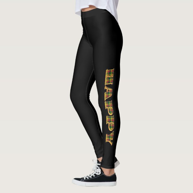 Leggings Logo écossais noir HAPPY (Gauche)